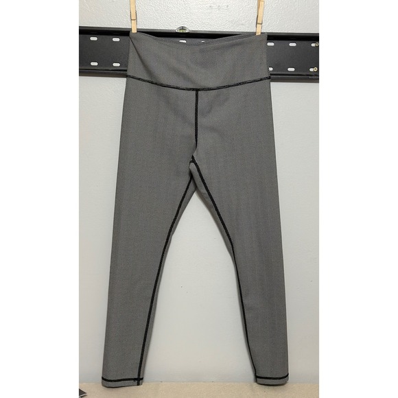 Zyia Black Herringbone Hi-Rise 7/8 Leggings Women XS-S No Tag See Photo Measuret - Picture 7 of 7
